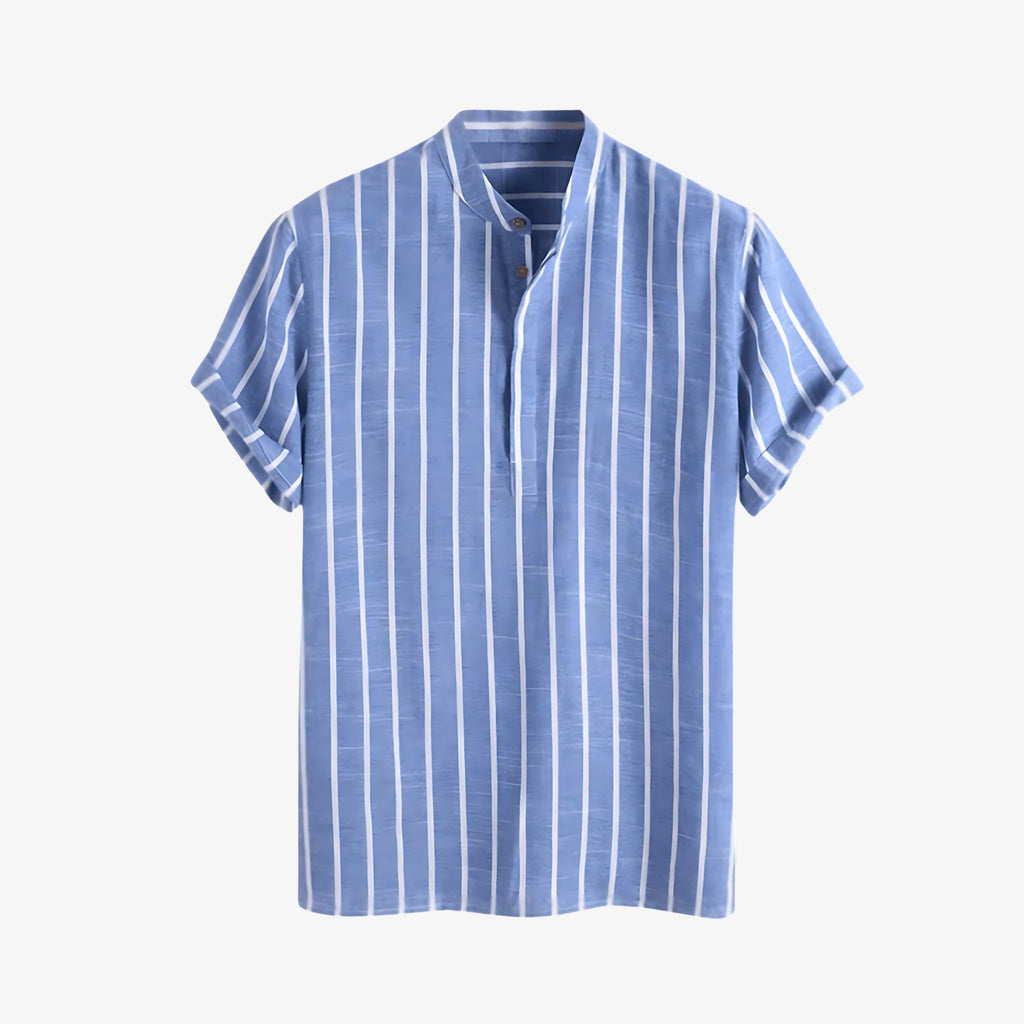 Striped Mandarin Collar Shirt