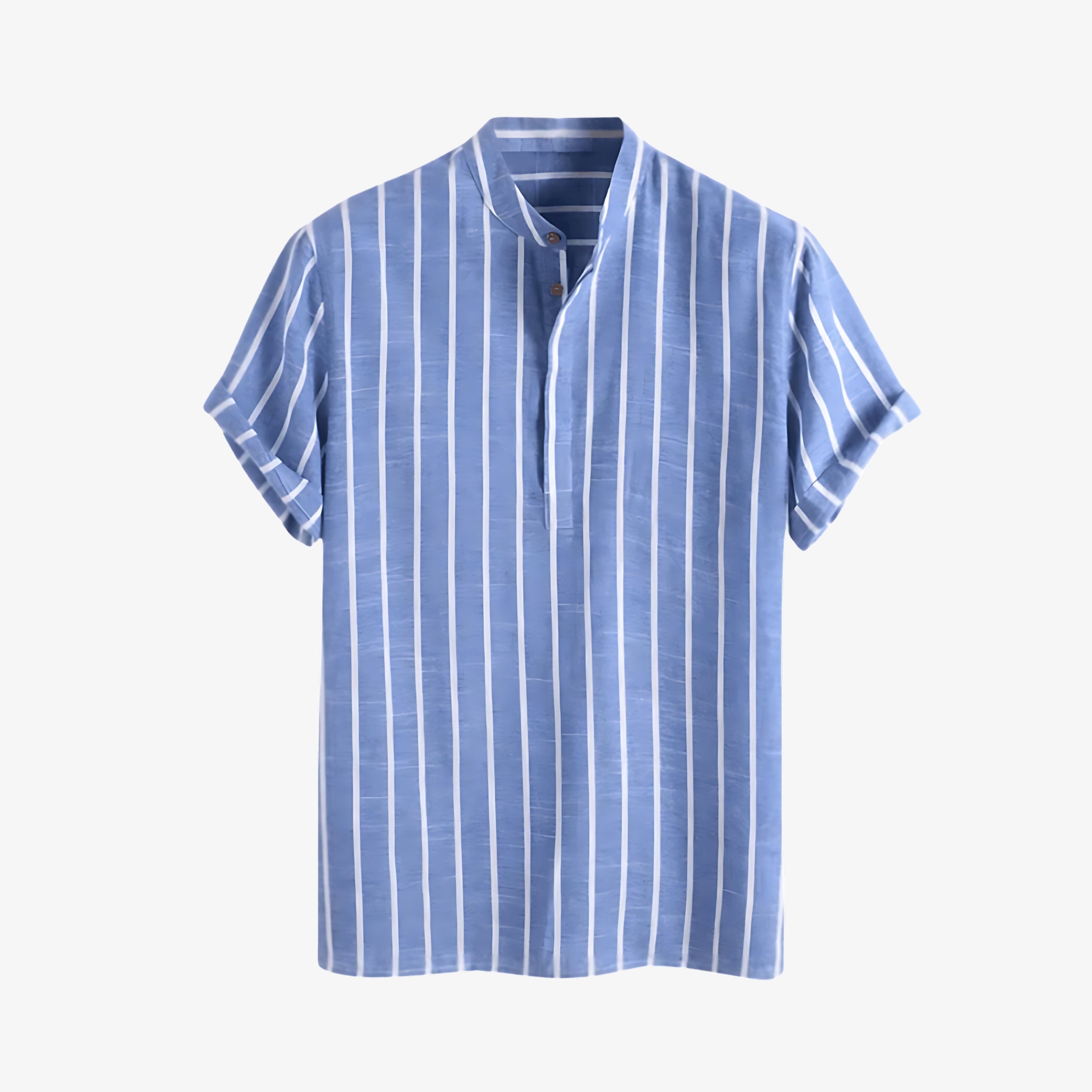 Striped Mandarin Collar Shirt