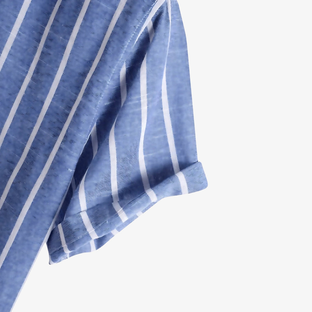 Striped Mandarin Collar Shirt