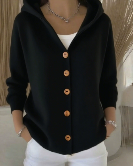 Women Cotton Plain Long Sleeve Comfy Casual Cardigan