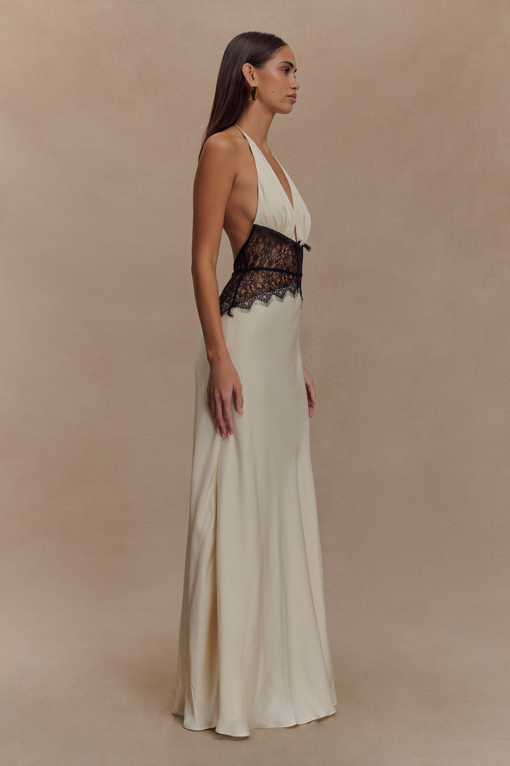 Donnah Lace And Satin Maxi Dress