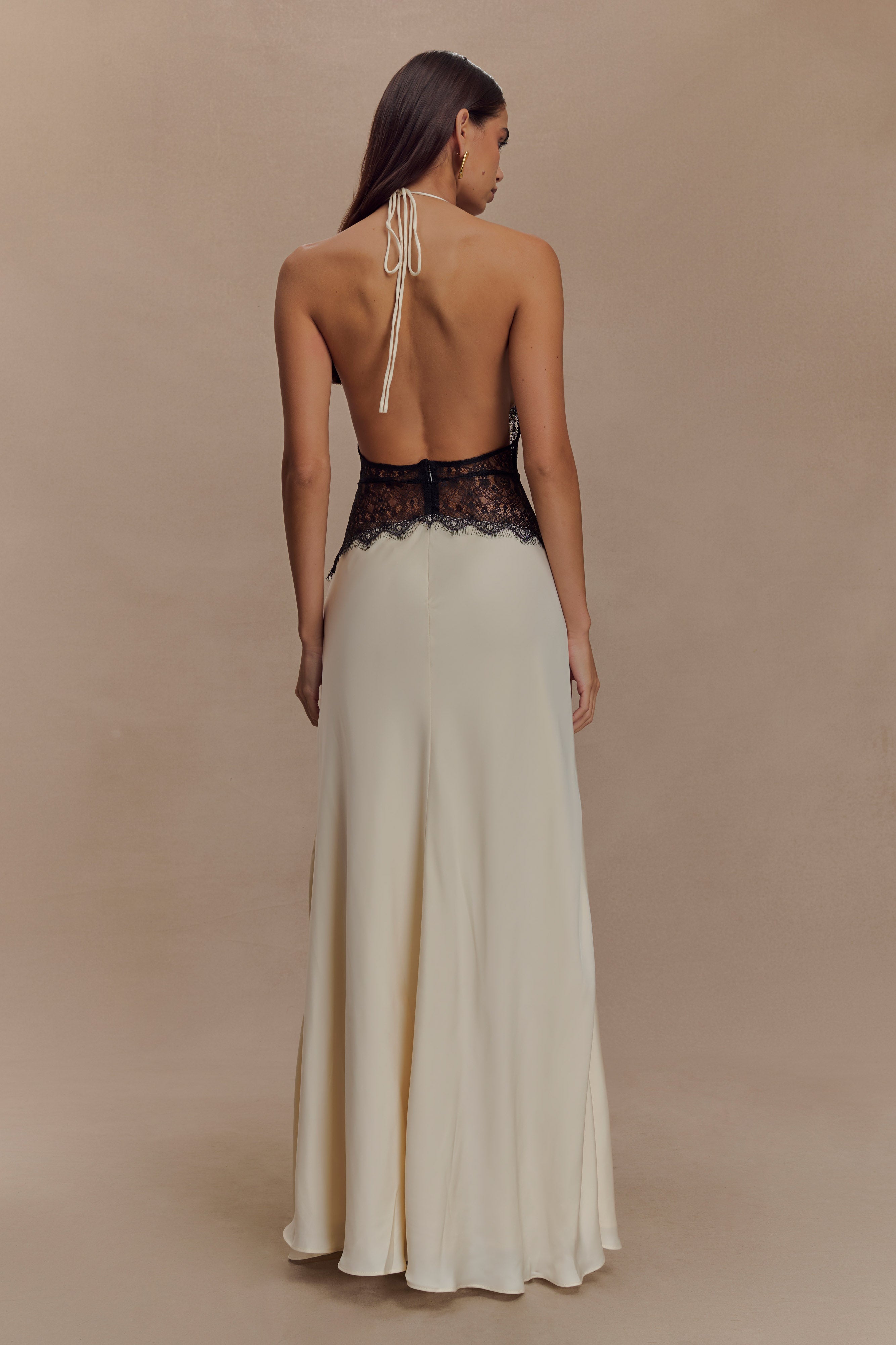 Donnah Lace And Satin Maxi Dress