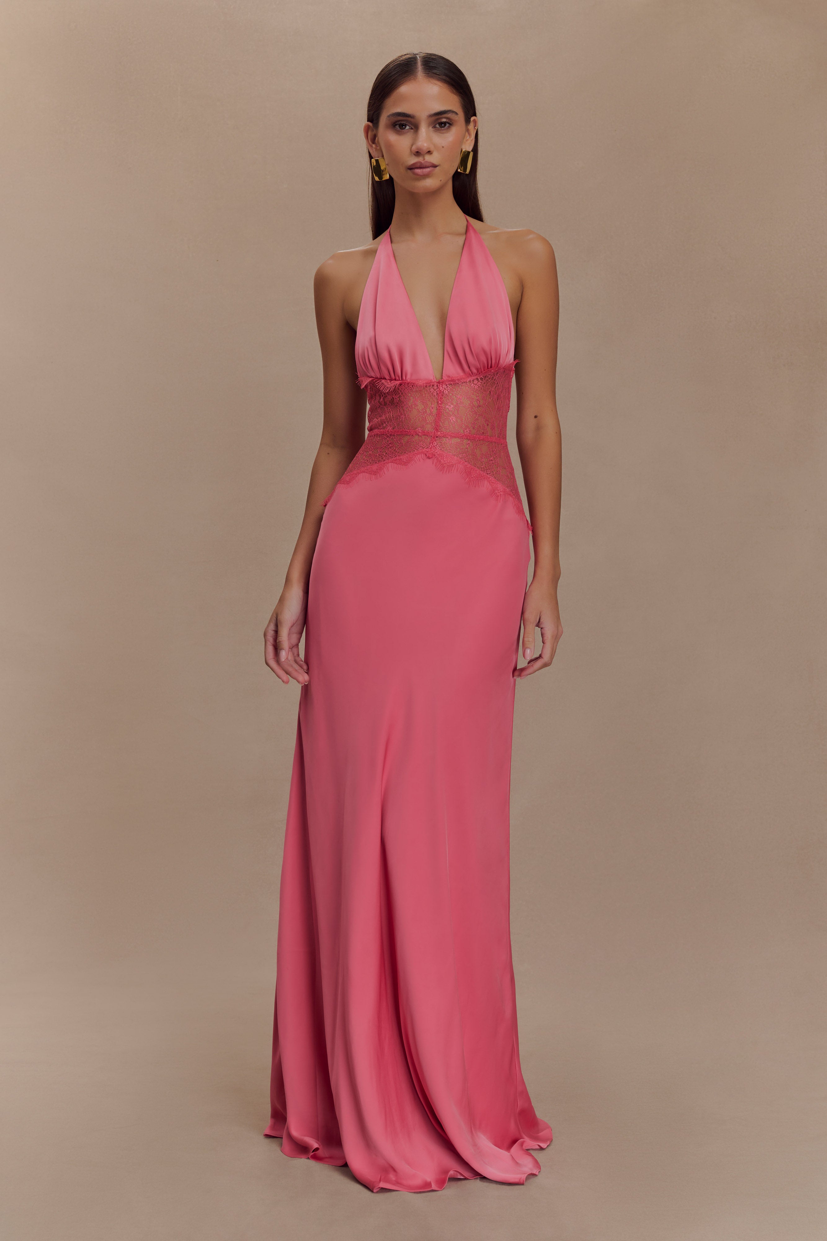 Donnah Lace And Satin Maxi Dress