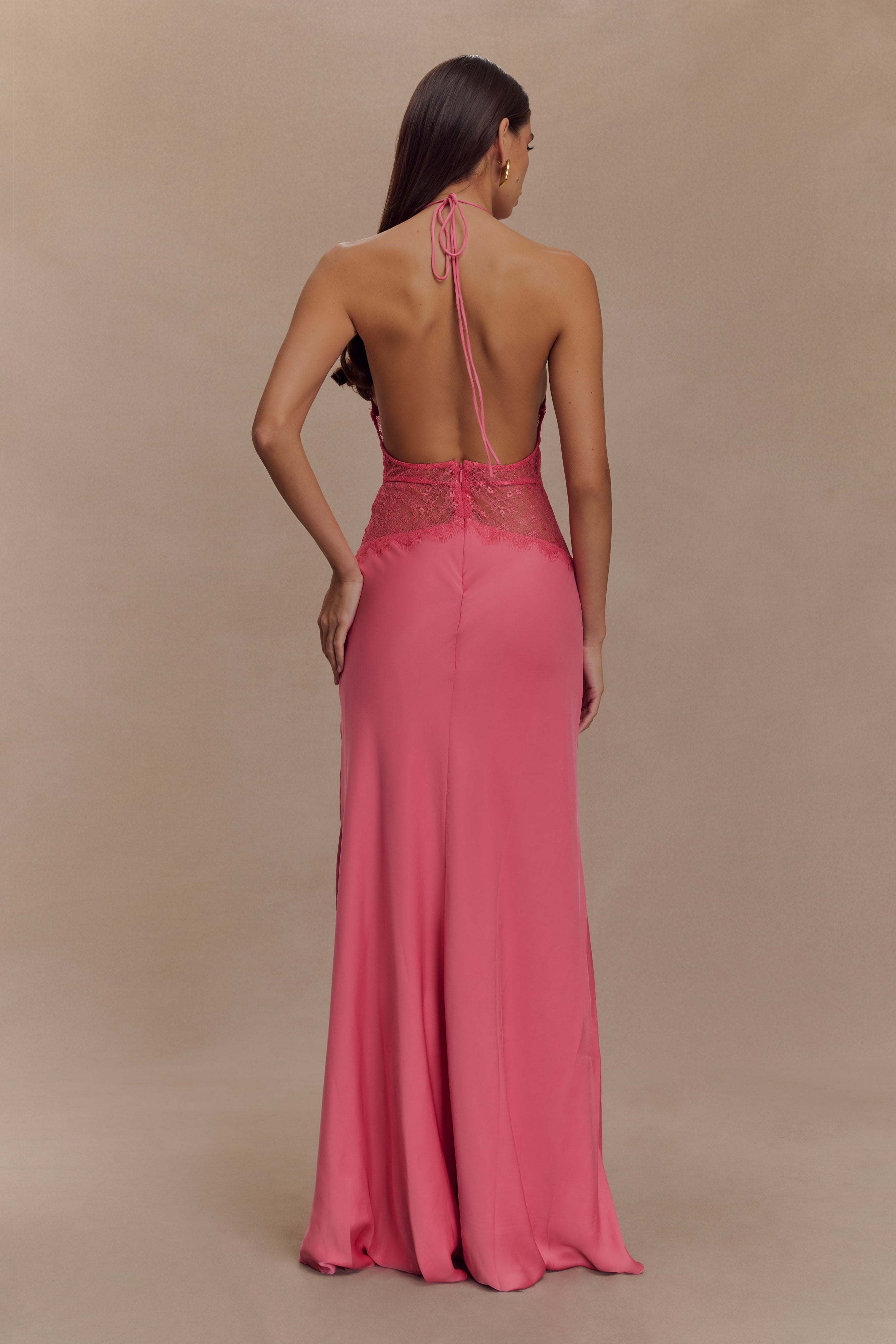 Donnah Lace And Satin Maxi Dress