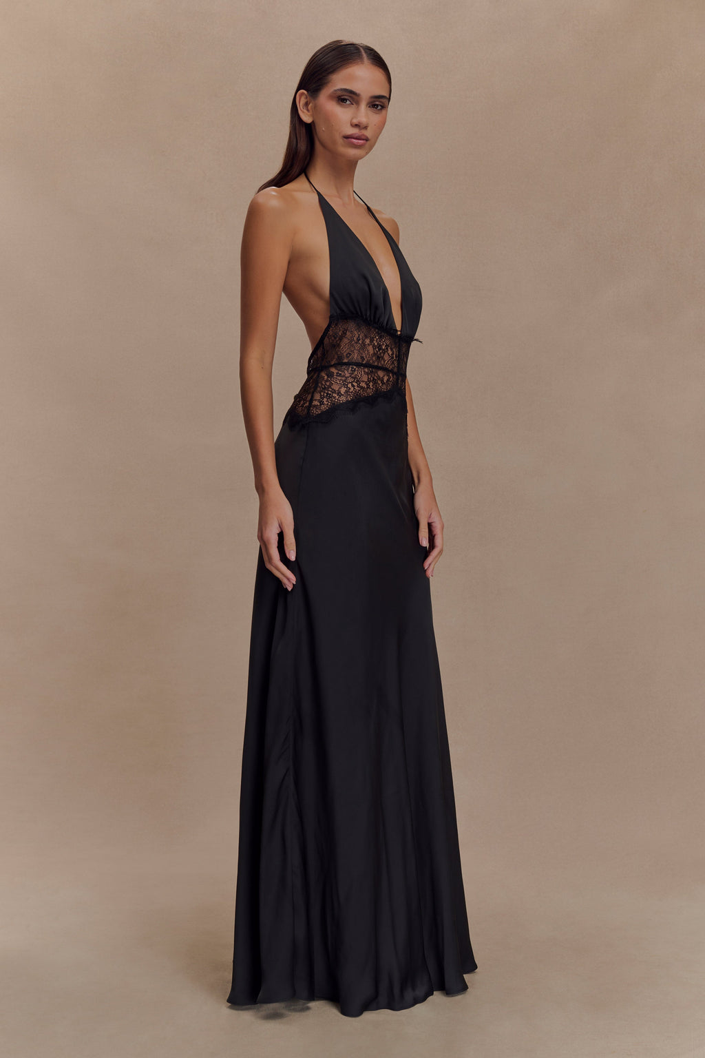 Donnah Lace And Satin Maxi Dress