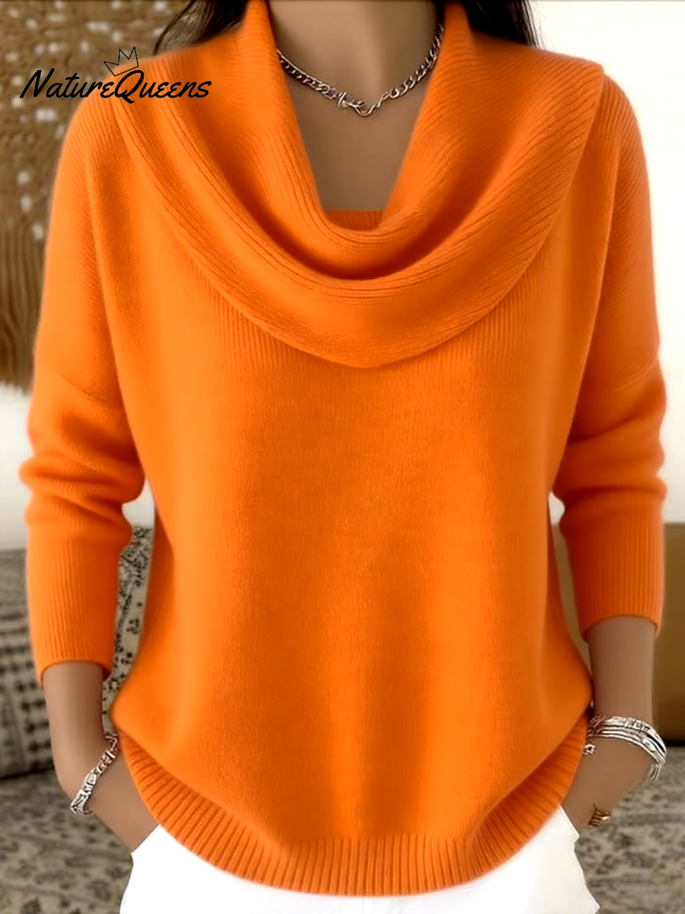 Women's Soft and Elegant Solid Color Ruffled Collar Sweater Top