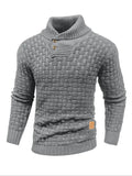 Men's Regular Textured Patched Detail Shawl Collar Sweater